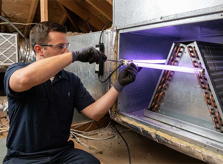 Technician installs whole-home Air Purifier system